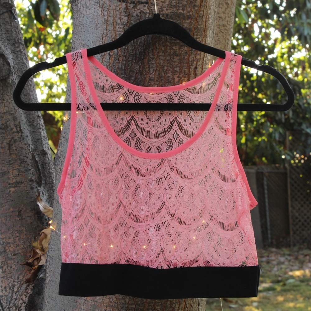 Pink Lace Crop Top